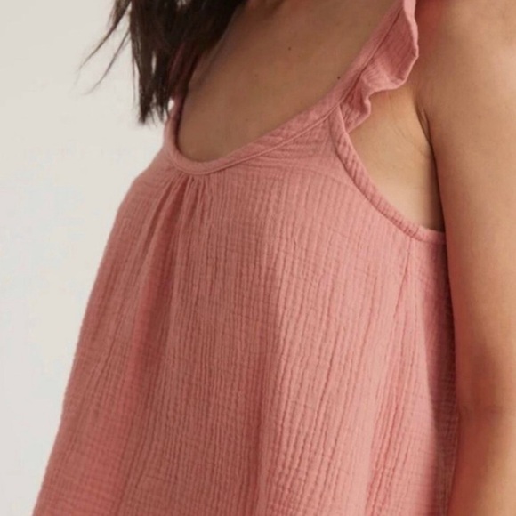 Marine Layer NWT Jude Flutter Sleeve Tank Top Rosette Pink Basic - Picture 3 of 7